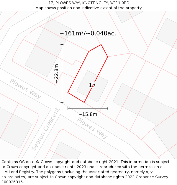 17, PLOWES WAY, KNOTTINGLEY, WF11 0BD: Plot and title map