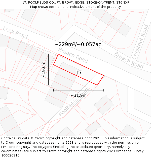 17, POOLFIELDS COURT, BROWN EDGE, STOKE-ON-TRENT, ST6 8XR: Plot and title map