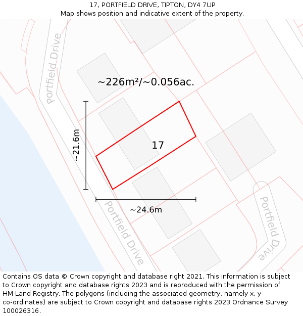 17, PORTFIELD DRIVE, TIPTON, DY4 7UP: Plot and title map