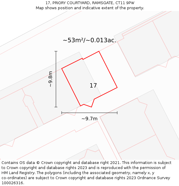 17, PRIORY COURTYARD, RAMSGATE, CT11 9PW: Plot and title map