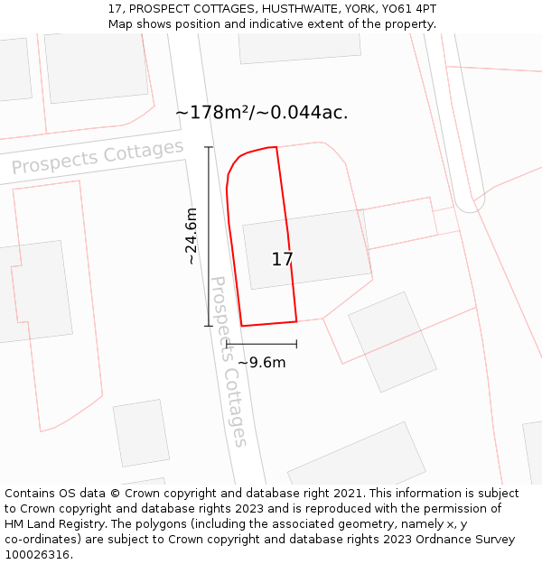 17, PROSPECT COTTAGES, HUSTHWAITE, YORK, YO61 4PT: Plot and title map