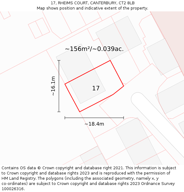 17, RHEIMS COURT, CANTERBURY, CT2 8LB: Plot and title map