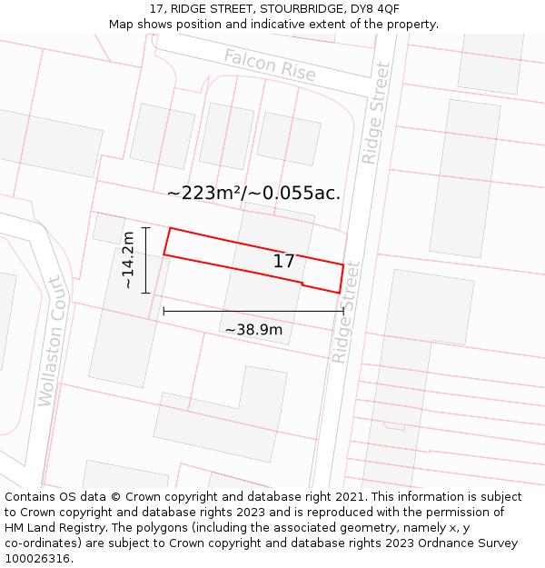 17, RIDGE STREET, STOURBRIDGE, DY8 4QF: Plot and title map