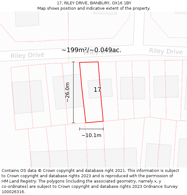 17, RILEY DRIVE, BANBURY, OX16 1BY: Plot and title map