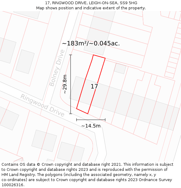 17, RINGWOOD DRIVE, LEIGH-ON-SEA, SS9 5HG: Plot and title map