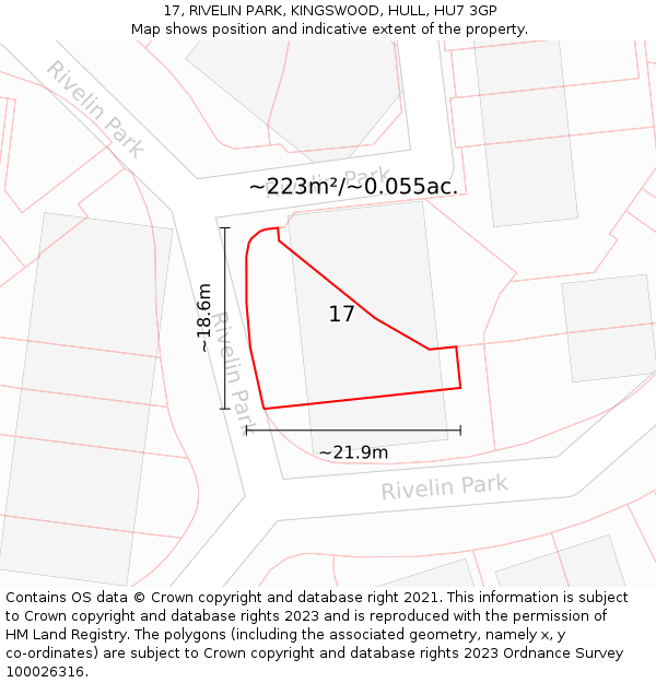 17, RIVELIN PARK, KINGSWOOD, HULL, HU7 3GP: Plot and title map