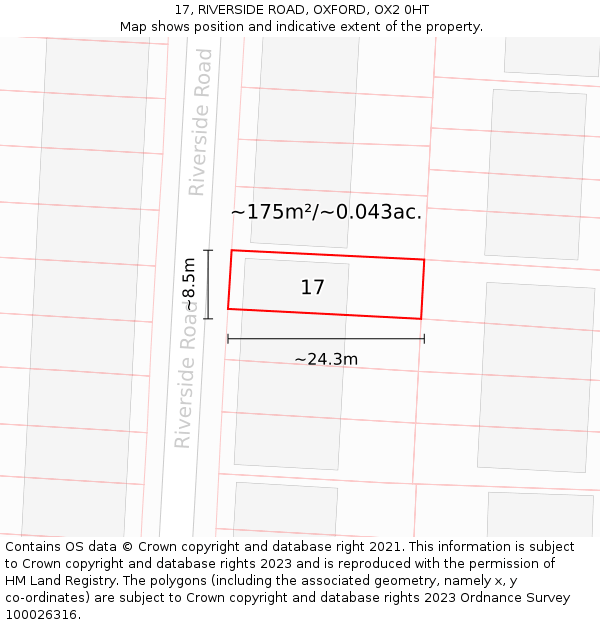 17, RIVERSIDE ROAD, OXFORD, OX2 0HT: Plot and title map