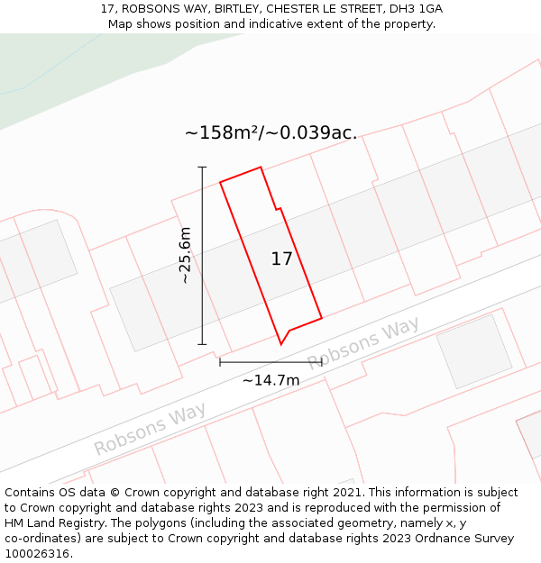 17, ROBSONS WAY, BIRTLEY, CHESTER LE STREET, DH3 1GA: Plot and title map