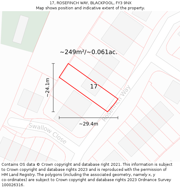 17, ROSEFINCH WAY, BLACKPOOL, FY3 9NX: Plot and title map