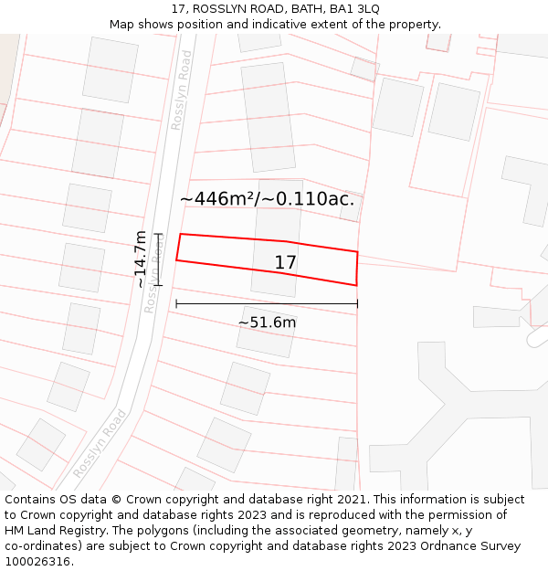 17, ROSSLYN ROAD, BATH, BA1 3LQ: Plot and title map