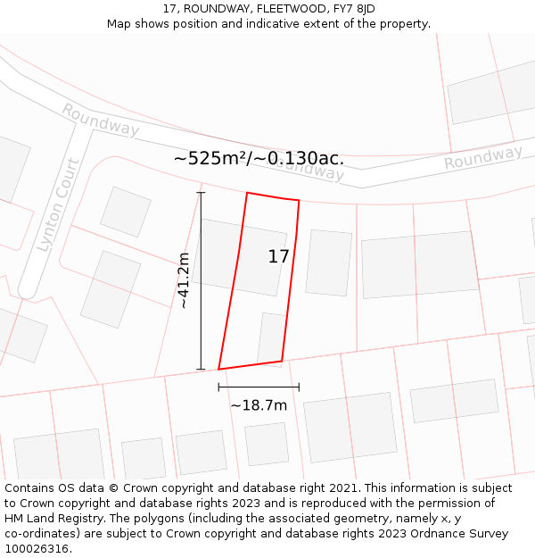 17, ROUNDWAY, FLEETWOOD, FY7 8JD: Plot and title map