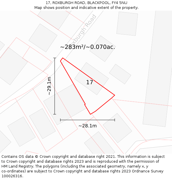 17, ROXBURGH ROAD, BLACKPOOL, FY4 5NU: Plot and title map