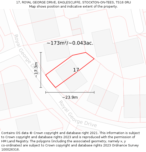 17, ROYAL GEORGE DRIVE, EAGLESCLIFFE, STOCKTON-ON-TEES, TS16 0RU: Plot and title map