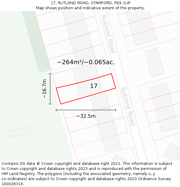 17, RUTLAND ROAD, STAMFORD, PE9 1UP: Plot and title map