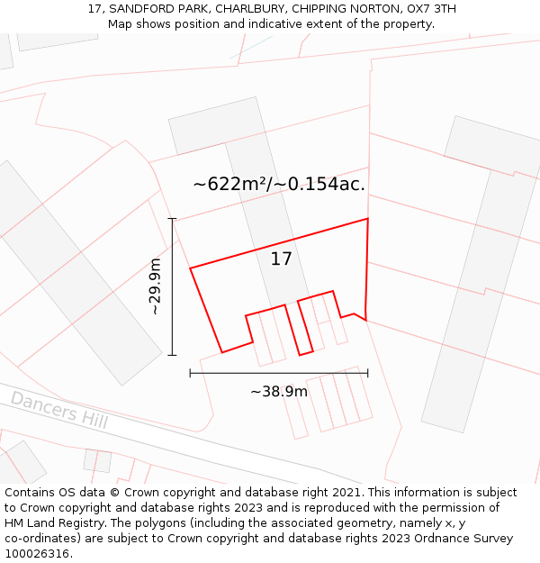 17, SANDFORD PARK, CHARLBURY, CHIPPING NORTON, OX7 3TH: Plot and title map