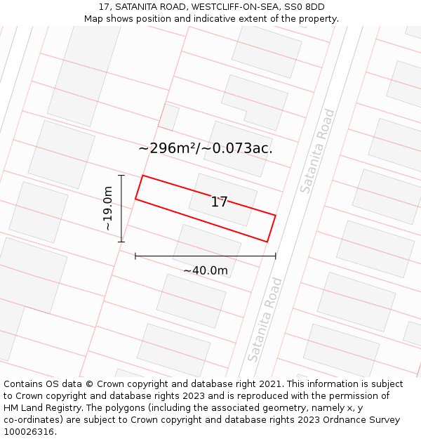 17, SATANITA ROAD, WESTCLIFF-ON-SEA, SS0 8DD: Plot and title map