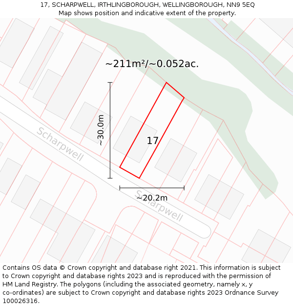 17, SCHARPWELL, IRTHLINGBOROUGH, WELLINGBOROUGH, NN9 5EQ: Plot and title map