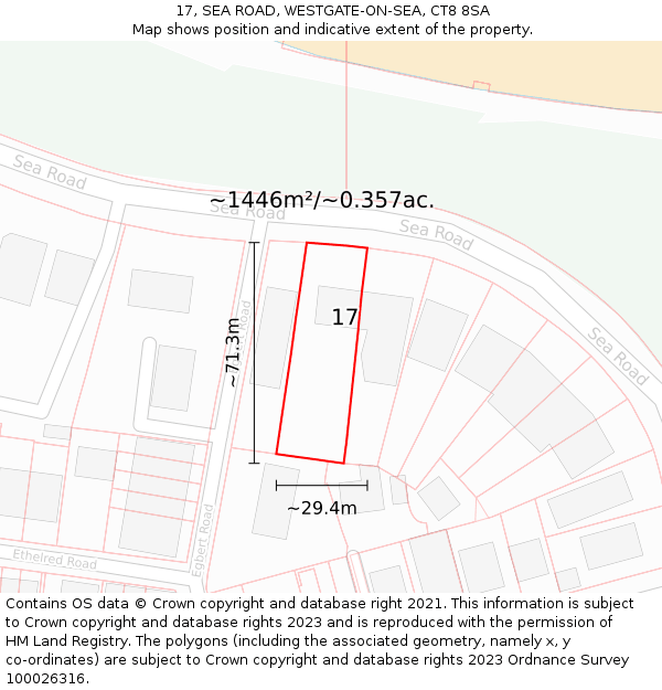 17, SEA ROAD, WESTGATE-ON-SEA, CT8 8SA: Plot and title map