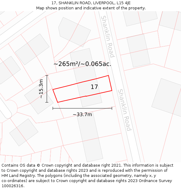 17, SHANKLIN ROAD, LIVERPOOL, L15 4JE: Plot and title map