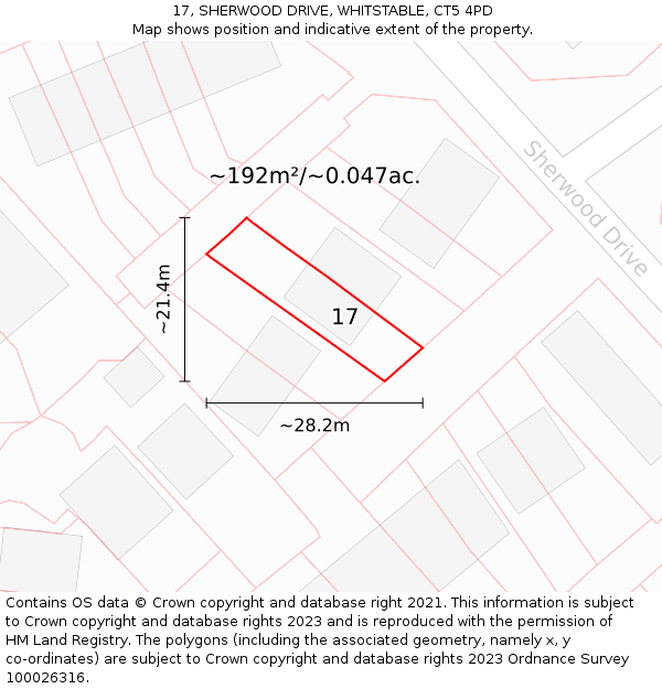 17, SHERWOOD DRIVE, WHITSTABLE, CT5 4PD: Plot and title map