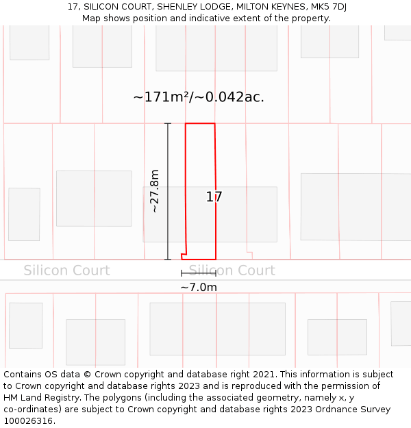 17, SILICON COURT, SHENLEY LODGE, MILTON KEYNES, MK5 7DJ: Plot and title map