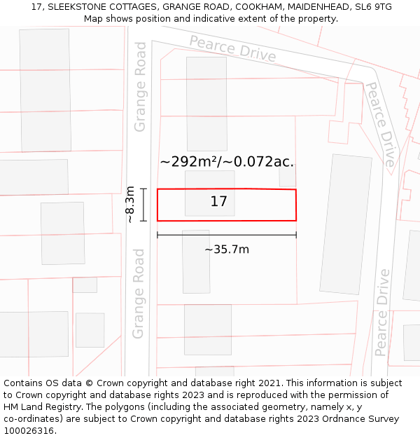 17, SLEEKSTONE COTTAGES, GRANGE ROAD, COOKHAM, MAIDENHEAD, SL6 9TG: Plot and title map