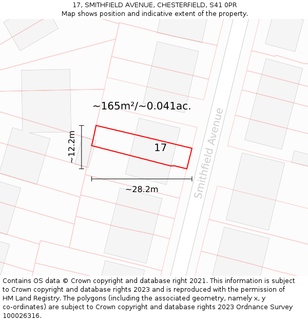 17, SMITHFIELD AVENUE, CHESTERFIELD, S41 0PR: Plot and title map