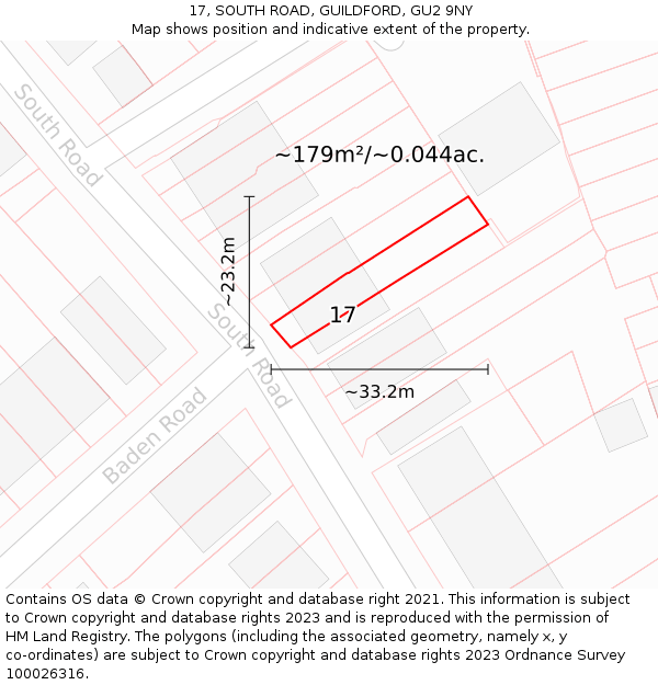 17, SOUTH ROAD, GUILDFORD, GU2 9NY: Plot and title map