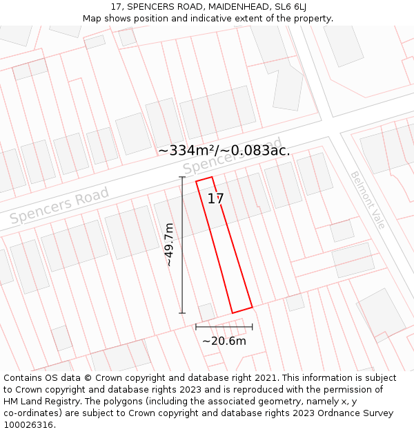 17, SPENCERS ROAD, MAIDENHEAD, SL6 6LJ: Plot and title map