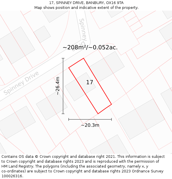 17, SPINNEY DRIVE, BANBURY, OX16 9TA: Plot and title map