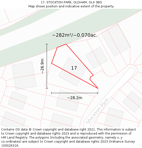 17, STOCKTON PARK, OLDHAM, OL4 3BG: Plot and title map