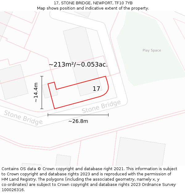 17, STONE BRIDGE, NEWPORT, TF10 7YB: Plot and title map