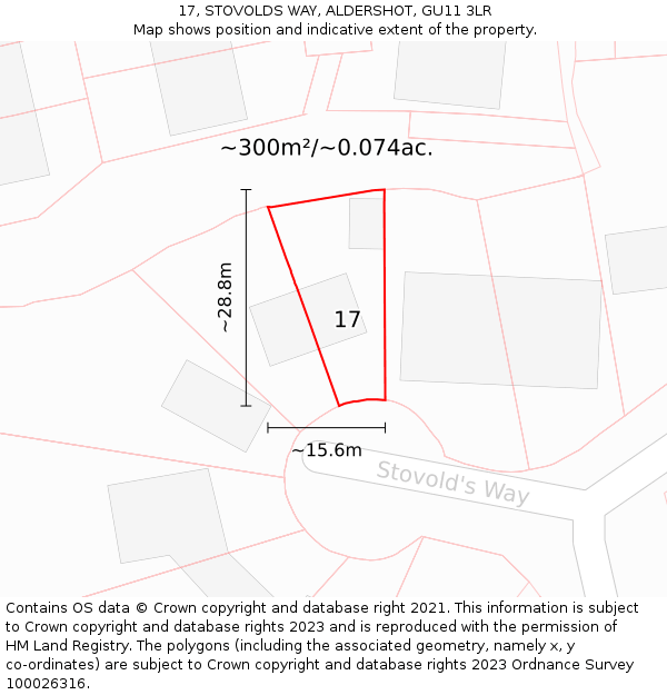 17, STOVOLDS WAY, ALDERSHOT, GU11 3LR: Plot and title map