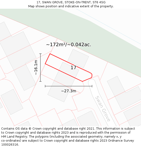 17, SWAN GROVE, STOKE-ON-TRENT, ST6 4SG: Plot and title map