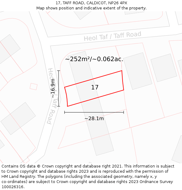 17, TAFF ROAD, CALDICOT, NP26 4PX: Plot and title map