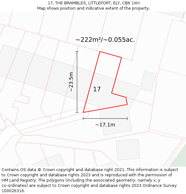 17, THE BRAMBLES, LITTLEPORT, ELY, CB6 1XH: Plot and title map