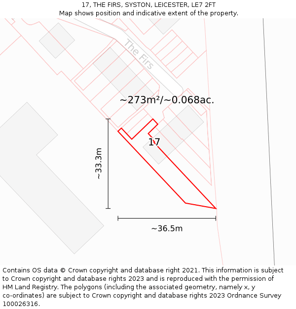 17, THE FIRS, SYSTON, LEICESTER, LE7 2FT: Plot and title map