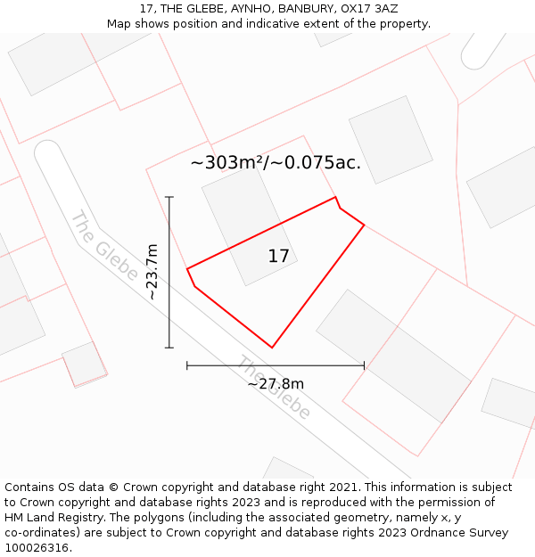 17, THE GLEBE, AYNHO, BANBURY, OX17 3AZ: Plot and title map