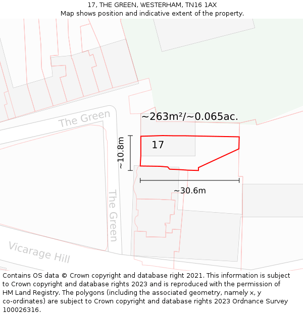 17, THE GREEN, WESTERHAM, TN16 1AX: Plot and title map