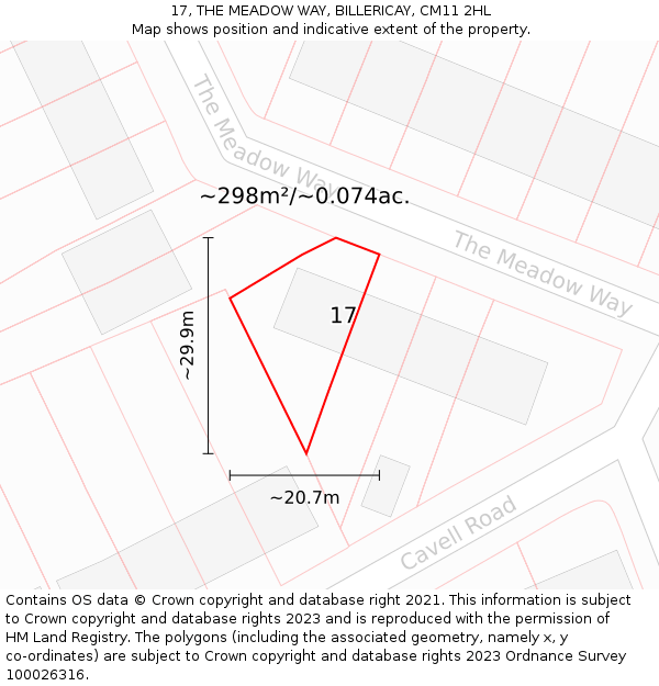 17, THE MEADOW WAY, BILLERICAY, CM11 2HL: Plot and title map