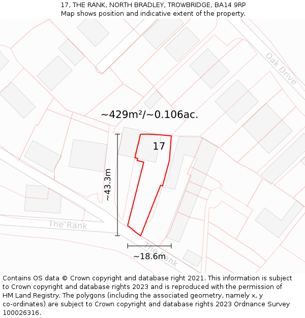 17, THE RANK, NORTH BRADLEY, TROWBRIDGE, BA14 9RP: Plot and title map