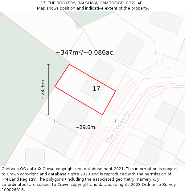 17, THE ROOKERY, BALSHAM, CAMBRIDGE, CB21 4EU: Plot and title map