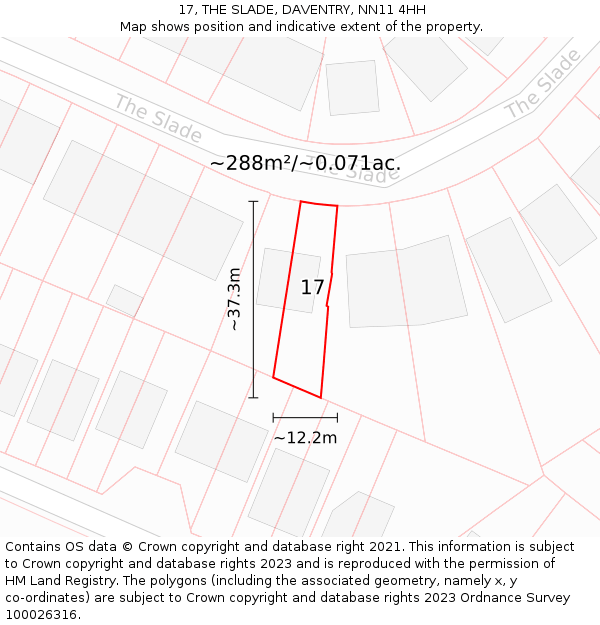 17, THE SLADE, DAVENTRY, NN11 4HH: Plot and title map