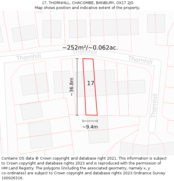 17, THORNHILL, CHACOMBE, BANBURY, OX17 2JG: Plot and title map