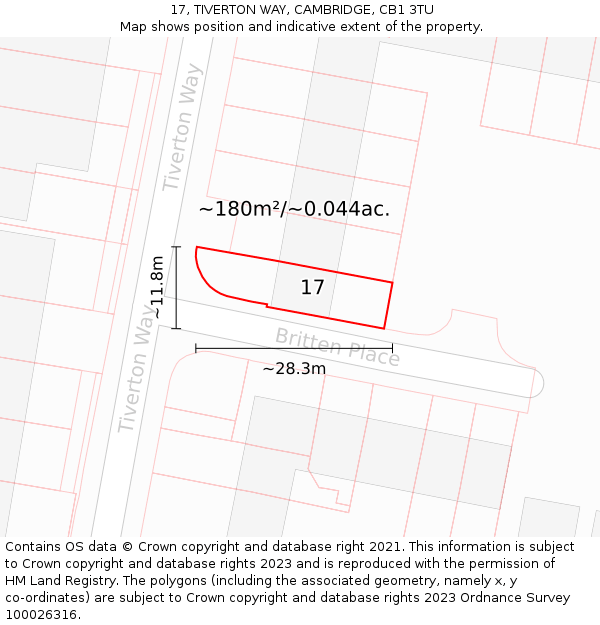 17, TIVERTON WAY, CAMBRIDGE, CB1 3TU: Plot and title map