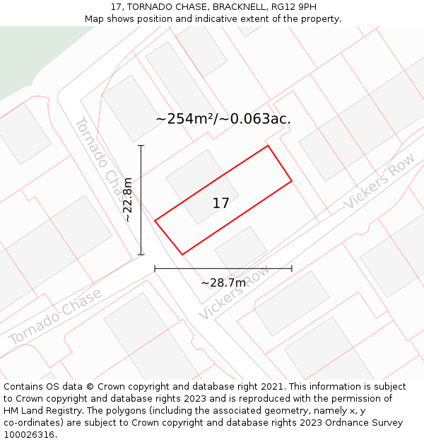 17, TORNADO CHASE, BRACKNELL, RG12 9PH: Plot and title map