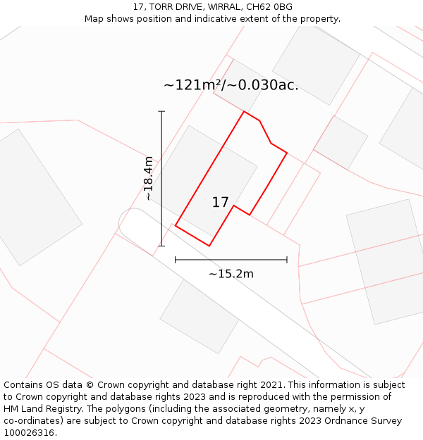 17, TORR DRIVE, WIRRAL, CH62 0BG: Plot and title map