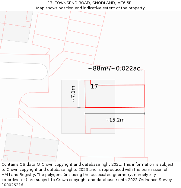 17, TOWNSEND ROAD, SNODLAND, ME6 5RH: Plot and title map