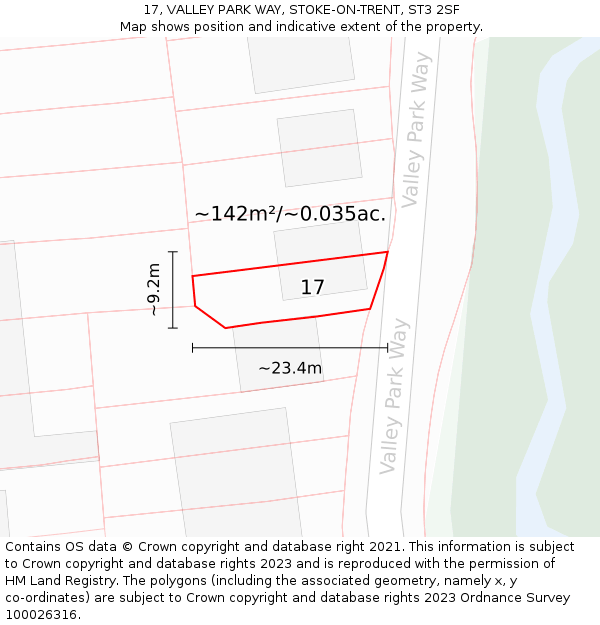 17, VALLEY PARK WAY, STOKE-ON-TRENT, ST3 2SF: Plot and title map