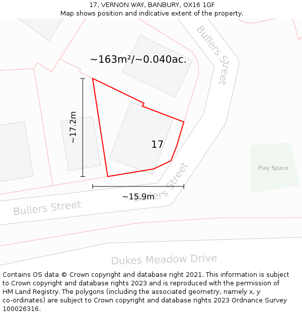 17, VERNON WAY, BANBURY, OX16 1GF: Plot and title map